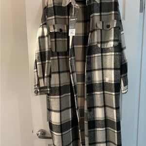 Amazon Checkered Utility Jacket in Black and Cream